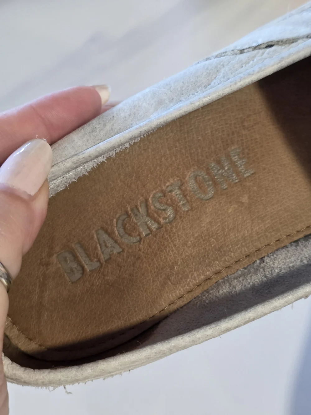 Blackstone JL23 Suede Loafer Sneakers White Gray Soft Leather Comfy Flats